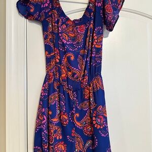 Everly Blue and Orange Paisley romper